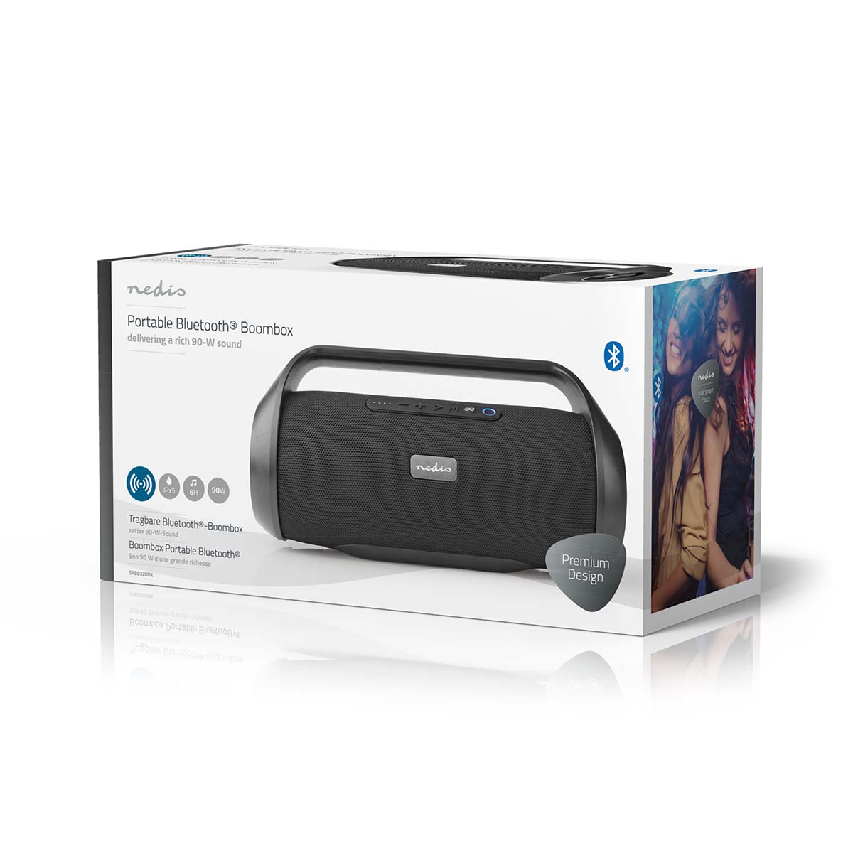 Matériels audio enceinte nomade NEDIS SPBB320BK Party BoomBox Bluetooth Noire infinytech Réunion 03