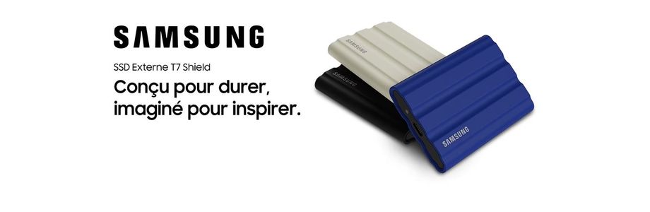 Disque dur SSD externe SAMSUNG Pack T7 2To bleu + Etui Samsung en  multicolore