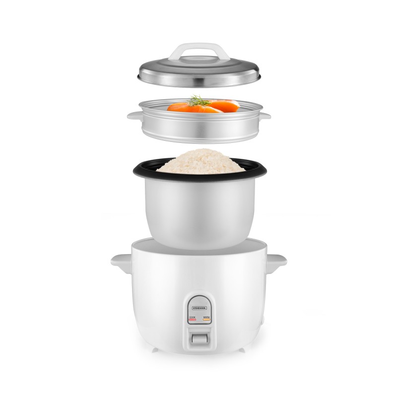 Cuiseur à Riz Kitchen Living 16 Tasses - Blanc/argent - Avec Tasse Et Cuillère
