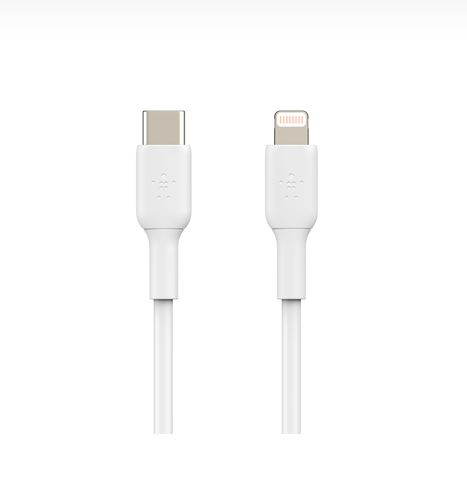 Accessoires téléphonie câble BELKIN USB-C vers Lightning 1m Blanc infinytech Réunion 01