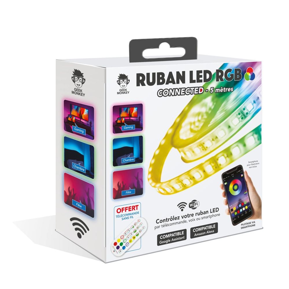 Accessoires ruban LED RGB GEEK MONKEY 5m avec télécommande infinytech Réunion 02