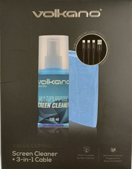 Accessoires bundle VOLKANO Nettoyant écran et câble 3en1 infinytech Réunion 01