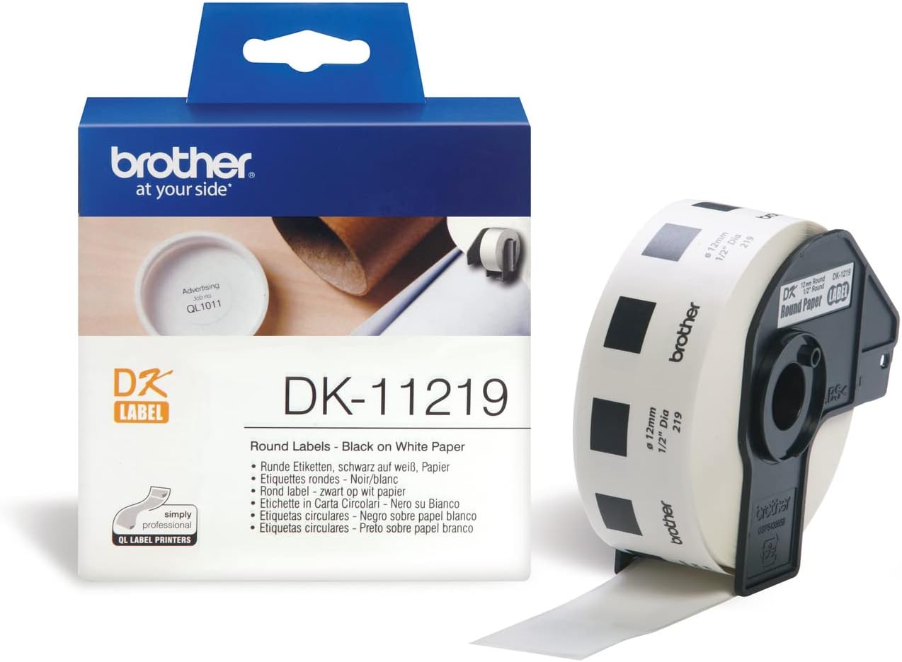 Consommables informatique rouleau détiquettes BROTHER DK-11219 Noir sur blanc 12 mm de diamètre infinytech Réunion 06