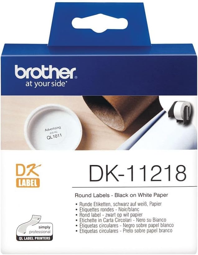 Consommables informatique rouleau détiquettes BROTHER DK-11218 Noir sur blanc 24 mm de diamètre infinytech Réunion 06