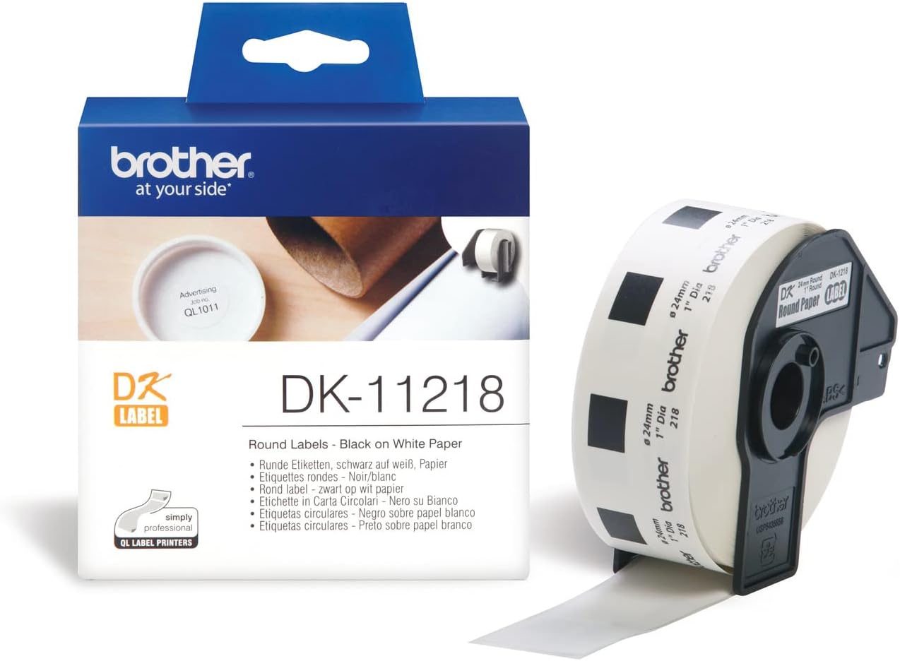Consommables informatique rouleau détiquettes BROTHER DK-11218 Noir sur blanc 24 mm de diamètre infinytech Réunion 07