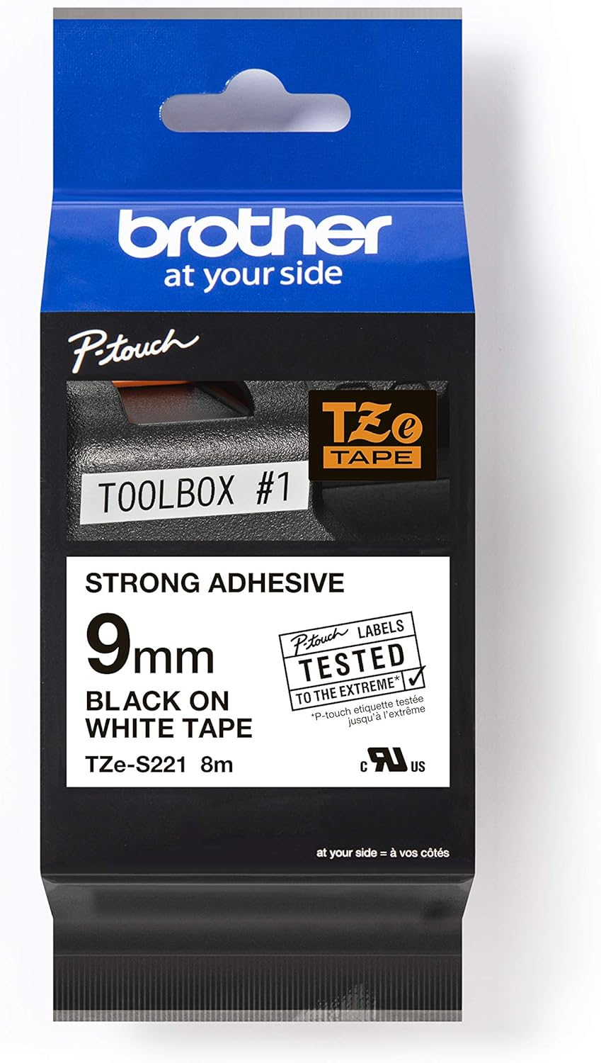 Consommables informatique cassette à ruban BROTHER TZe-S221 Noir sur blanc 9 mm de large infinytech Réunion 01