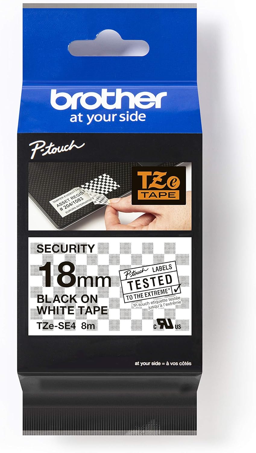 Consommables informatique cassette à ruban BROTHER TZe-SE4 Noir sur blanc 18 mm infinytech Réunion 01