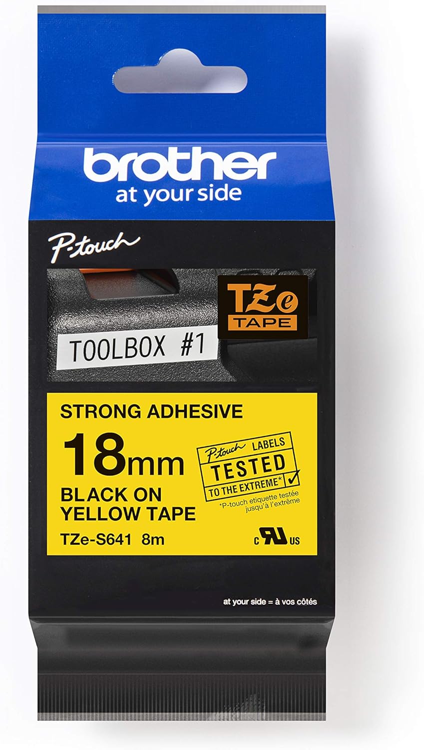 Consommables informatique cassette à ruban BROTHER TZe-S641 Noir sur jaune 18 mm de large infinytech Réunion 01