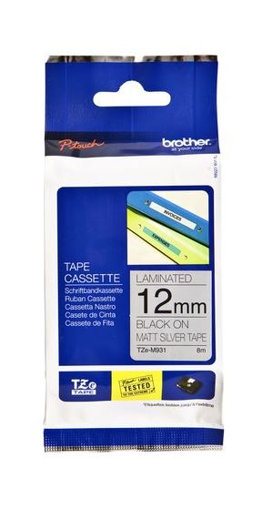 Consommables informatique cassette à ruban BROTHER TZe-M931 Noir sur argent mat 12 mm de large infinytech Réunion 01