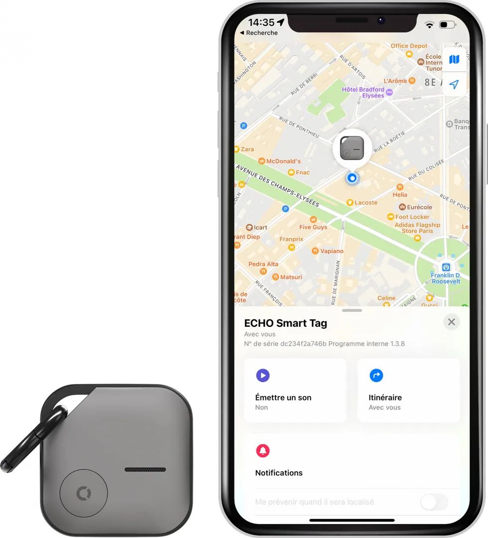 Matériels informatique tracker ECHO Smart Tag Gris infinytech Réunion 03