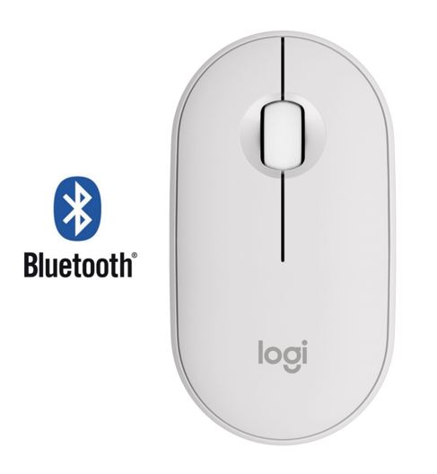 Matériels informatique souris LOGITECH Pebble Mouse 2 M350s Bluetooth Blanche infinytech Réunion 01