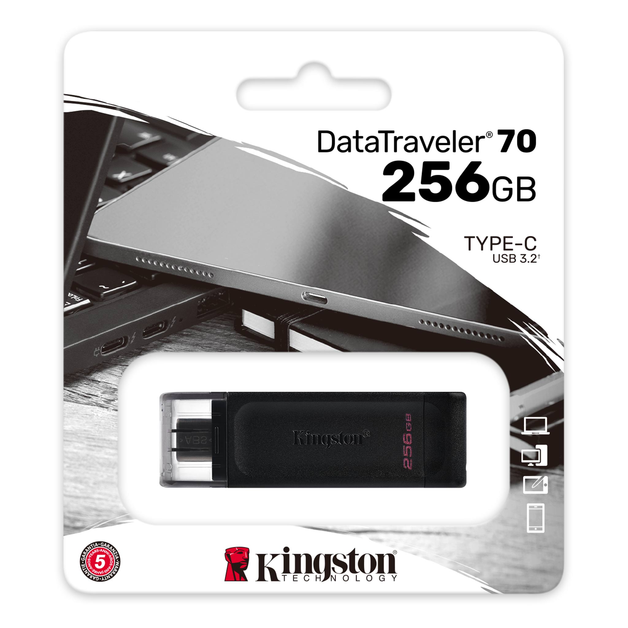 Matériels informatique clé USB Type-C KINGSTON DataTraveler 70 256Go infinytech Réunion 03