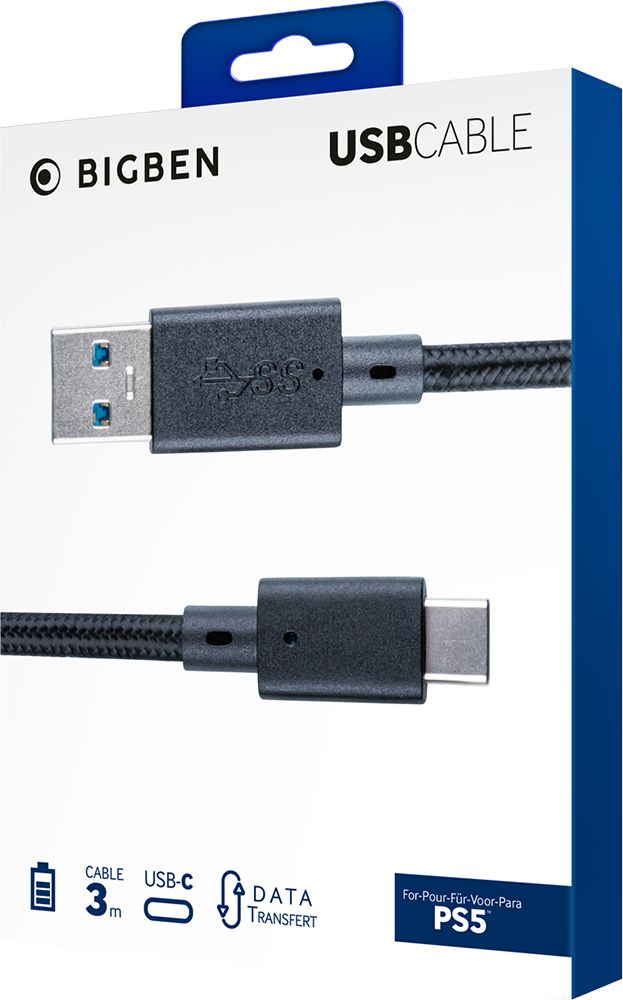 Matériels informatique câble Manette NACON pour PS5 USB A vers USB-C 3m Noir infinytech Réunion 02
