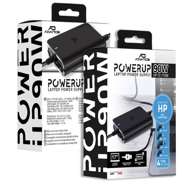 Matériels informatique chargeur universel ADVANCE POWERUP 90W HP infinytech Réunion 04