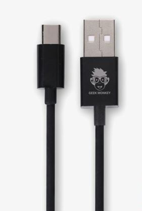 Accessoires téléphonie câble GEEK MONKEY USB Mâle vers USB-C Mâle Charge rapide 1m noir infinytech Réunion 01