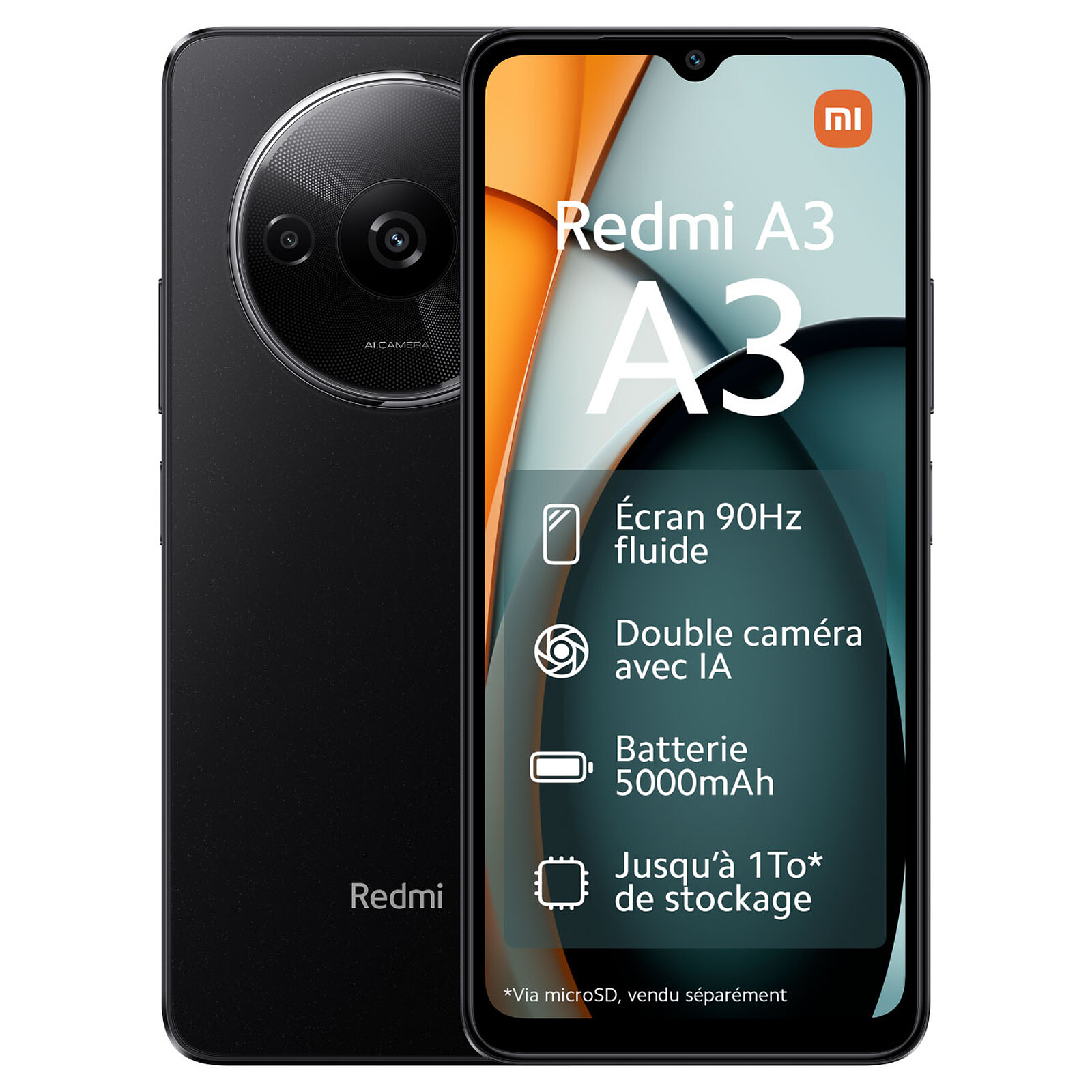 Téléphonie mobile smartphone XIAOMI Redmi A3 4Go 64Go Noir infinytech Réunion 01