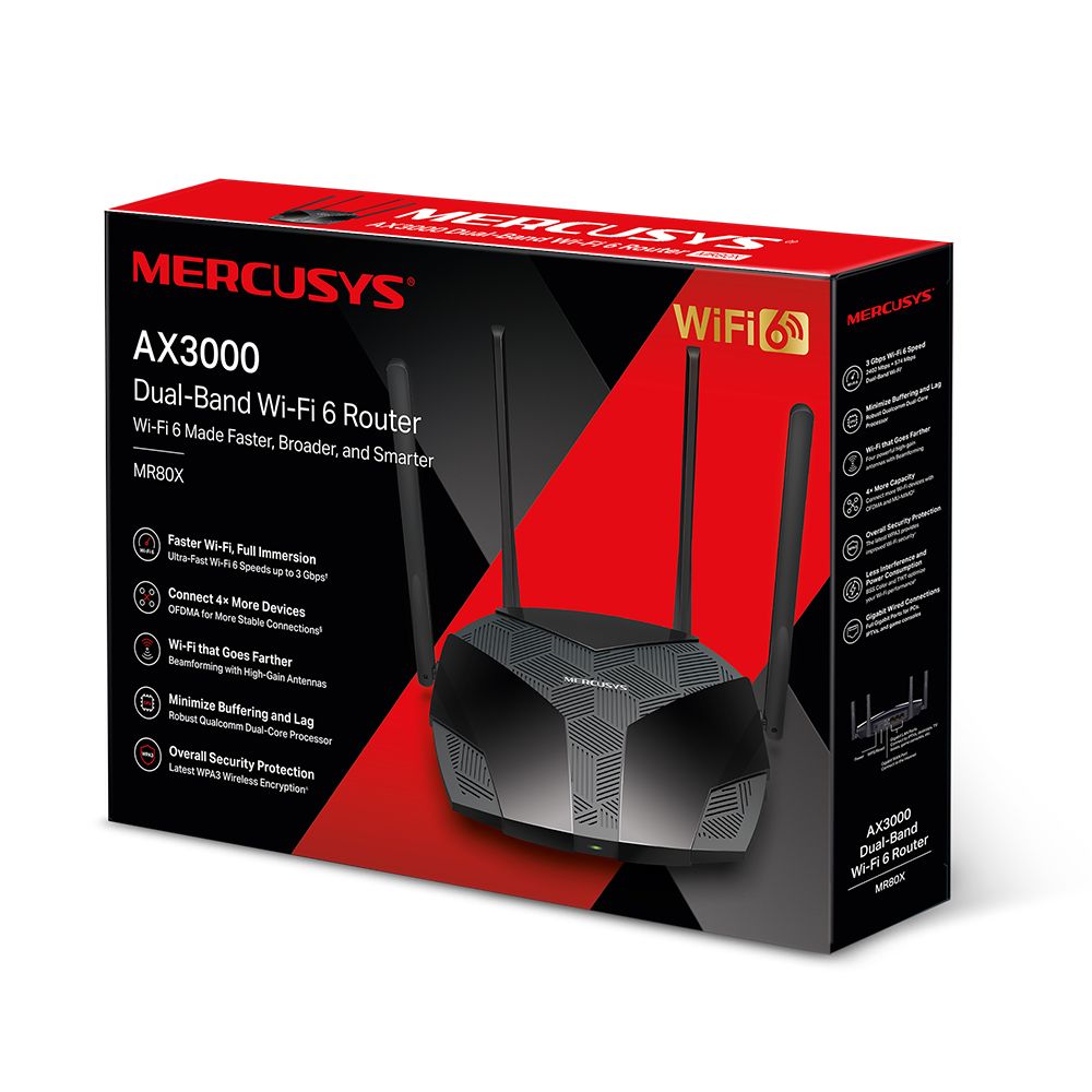 Matériels informatique routeur Wi-Fi 6 MERCUSYS MR80X AX3000 Bi-bande infinytech Réunion 04
