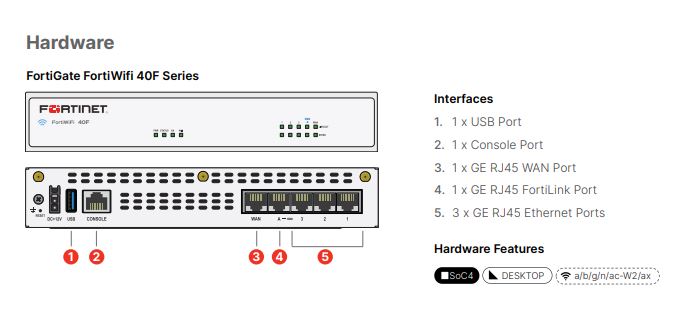 Matériels informatique pare-feu FORTINET Fortigate 40F FG-40F infinytech Réunion 04