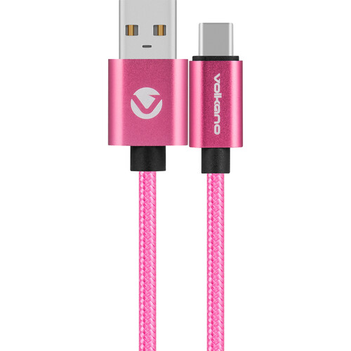 Accessoires téléphonie câble VOLKANO VK-20061-PK Fashion Series USB Type-A vers USB Type-C 1.8m Rose infinytech Réunion 01