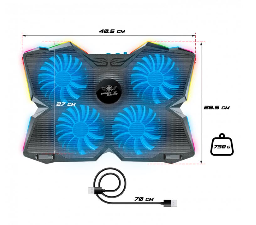 Matériels informatique support ventilé SPIRIT OF GAMER AirBlade 500 RGB infinytech Réunion 02