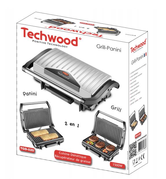 Petit électroménager grill viande et panini TECHWOOD TGD-020 infinytech Réunion 04