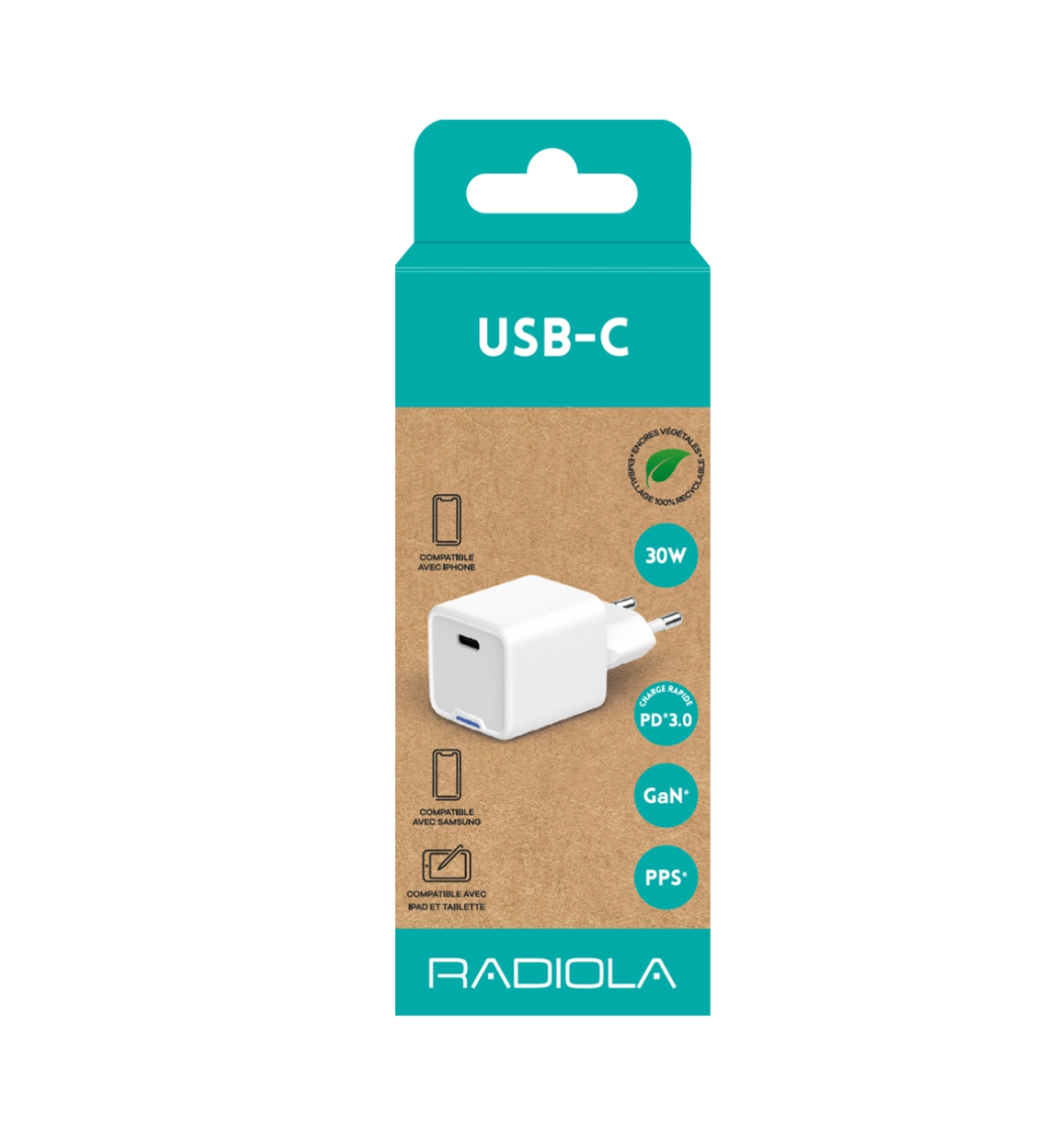 Matériels informatique chargeur secteur USB-C RADIOLA GMRAINFO1044 30W Blanc infinytech Réunion 01