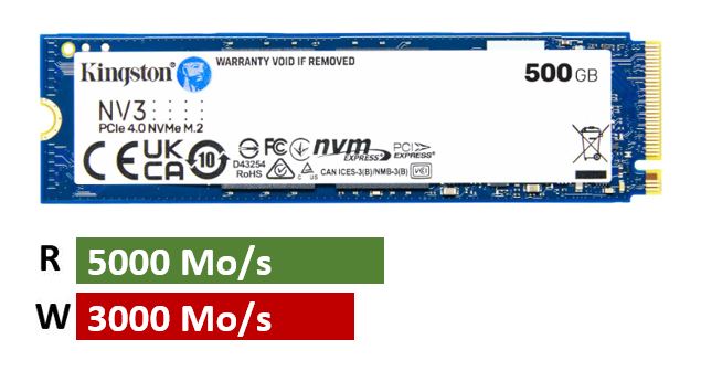 Matériels informatique disque SSD M.2 NVMe 2280 KINGSTON NV3 500Go infinytech Réunion 01