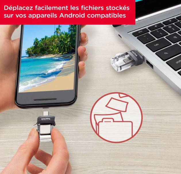 Matériels informatique clé USB 3.1 et micro USB SANDISK Ultra Dual Drive 64Go infinytech Réunion 05