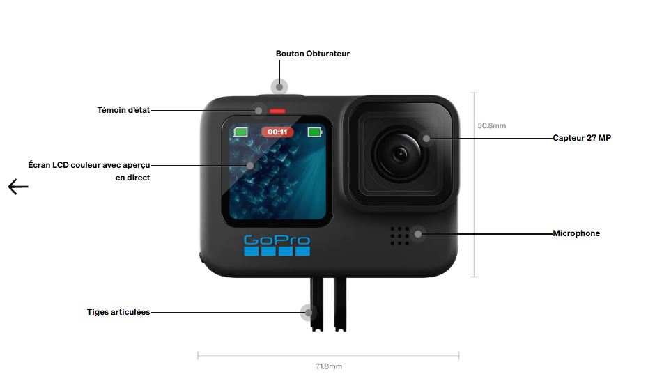 Matériels vidéo caméra GO PRO Hero 11 infinytech Réunion 03