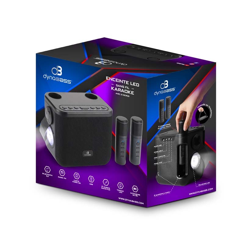 Matériels audio enceinte karaoké DYNABASS DBE50 Noire infinytech Réunion 08