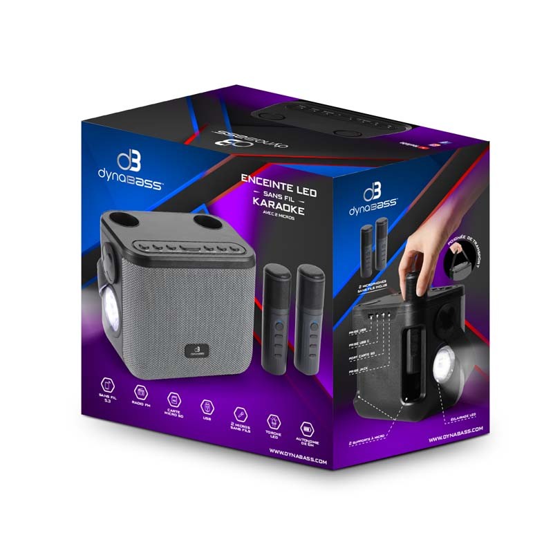 Matériels audio enceinte karaoké DYNABASS DBE50 Grise infinytech Réunion 08