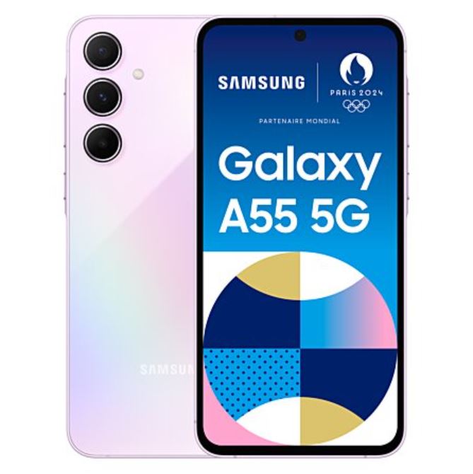 Téléphonie mobile Smartphone SAMSUNG Galaxy A55 8Go 128Go 5G Violet infinytech Réunion 01