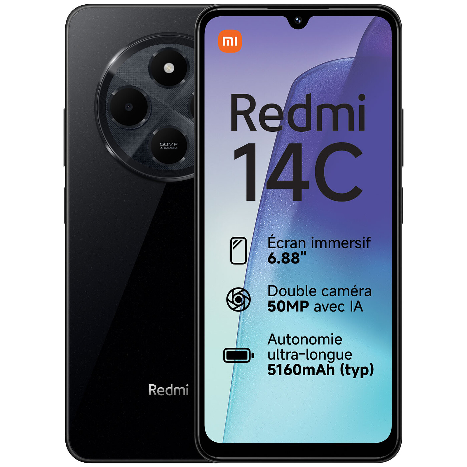 Téléphonie mobile smartphone XIAOMI Redmi 14C 8Go 256Go 4G Noir infinytech Réunion 01
