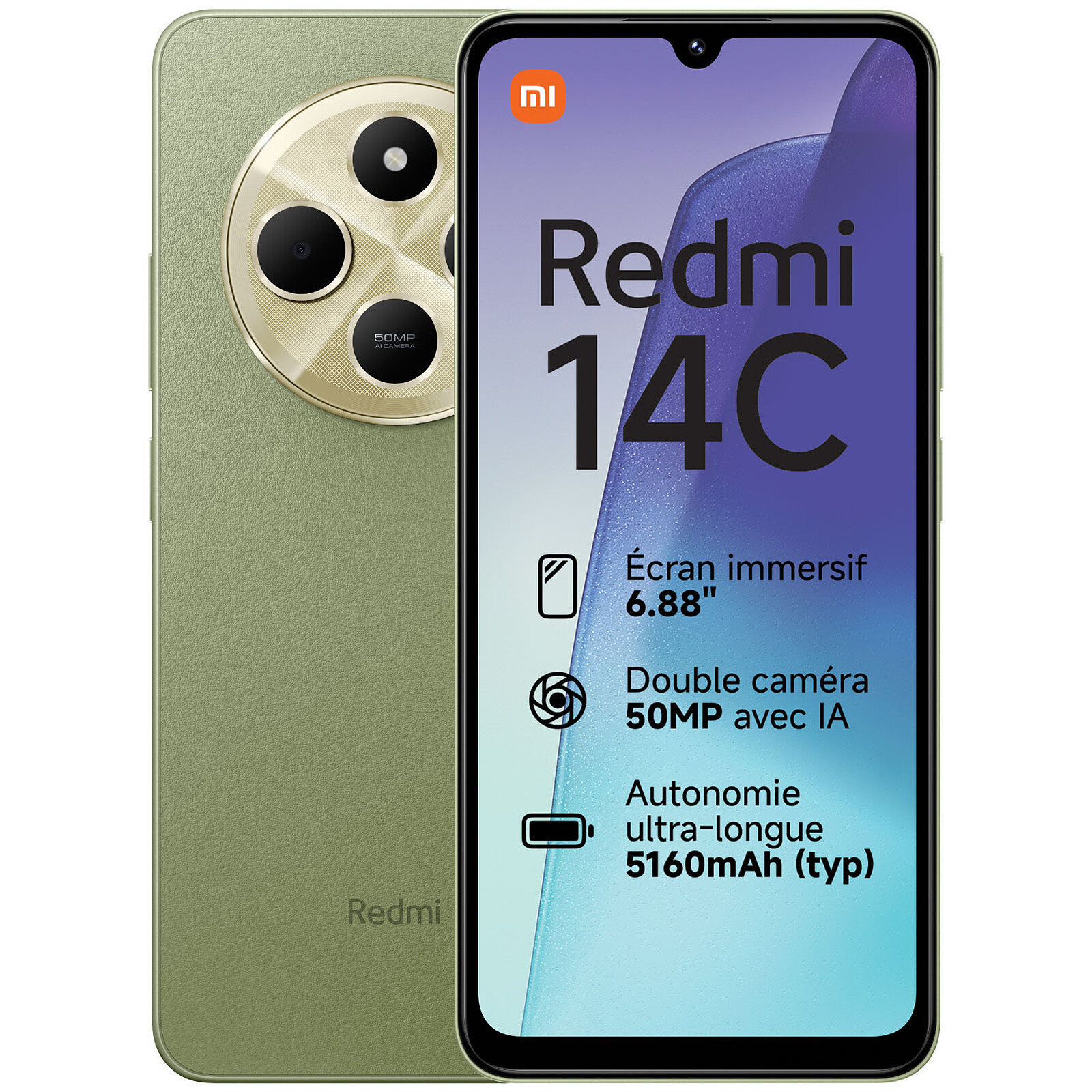 Téléphonie mobile smartphone XIAOMI Redmi 14C 8Go 256Go 4G Vert infinytech Réunion 01