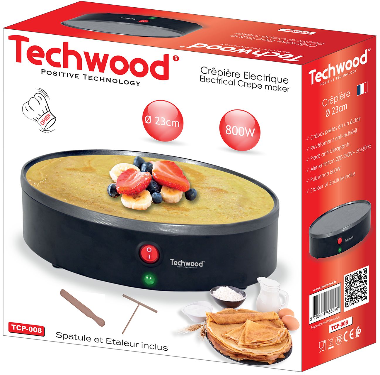 Petit électroménager crêpière TECHWOOD TCP-008 infinytech Réunion 02