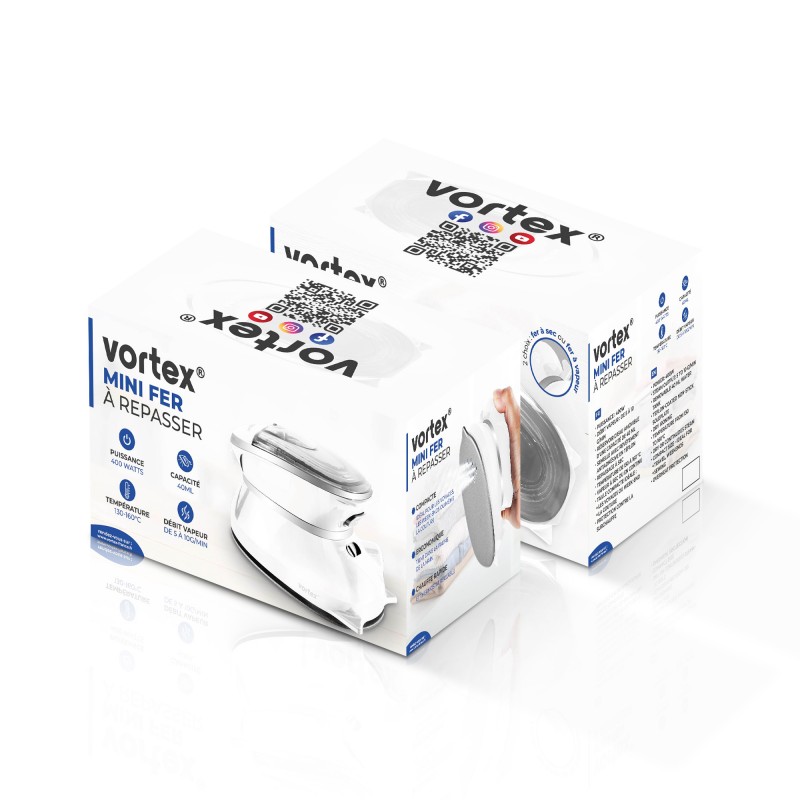 Petit électroménager mini fer à repasser vapeur VORTEX Iron Lite Blanc infinytech Réunion 06