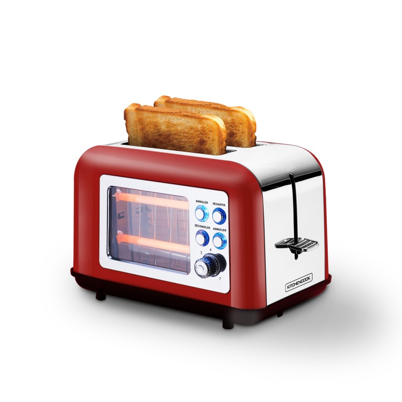Petit électroménager grille-pain KITCHENCOOK Toasteo Glass Red infinytech Réunion 02