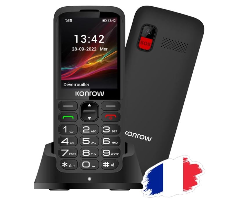 Téléphonie mobile GSM KONROW Senior 280 Noir infinytech Réunion 12