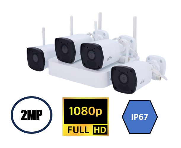 Vidéosurveillance kit UNIVIEW UV-KIT114-B42W NVR + 4 caméras 2MP IP67 Wi-Fi infinytech Réunion 01