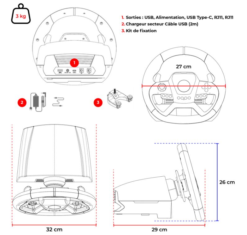 Matériels informatique volant SPIRIT of GAMER RACE WHEEL FORCE 1080RS infinytech Réunion 07