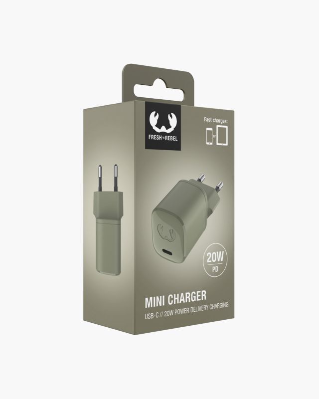 Accessoires téléphonie mini chargeur secteur USB-C FRESH N REBEL 20W PD Vert infinytech Réunion 04
