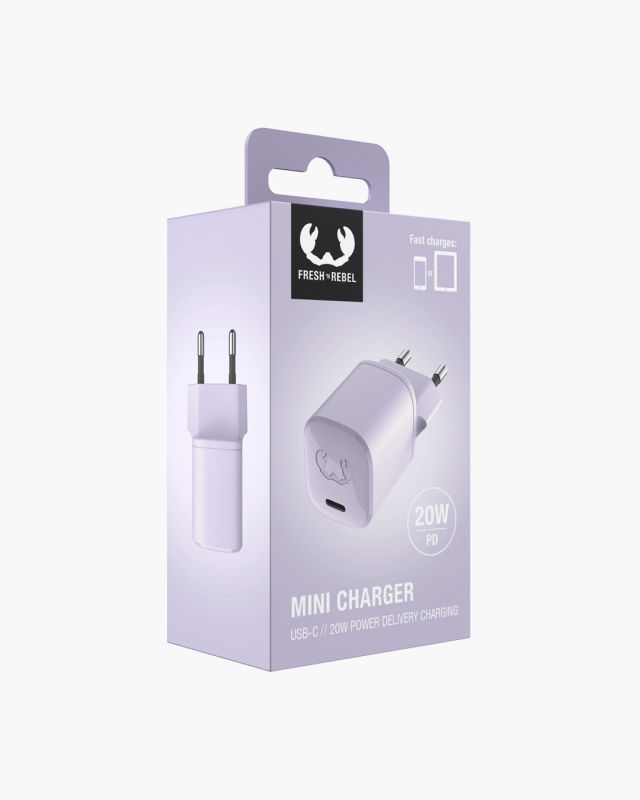 Accessoires téléphonie mini chargeur secteur USB-C FRESH N REBEL 20W PD Lilas infinytech Réunion 04