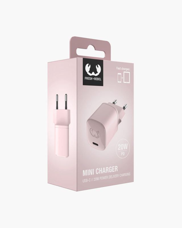 Accessoires téléphonie mini chargeur secteur USB-C FRESH N REBEL 20W PD Rose infinytech Réunion 04