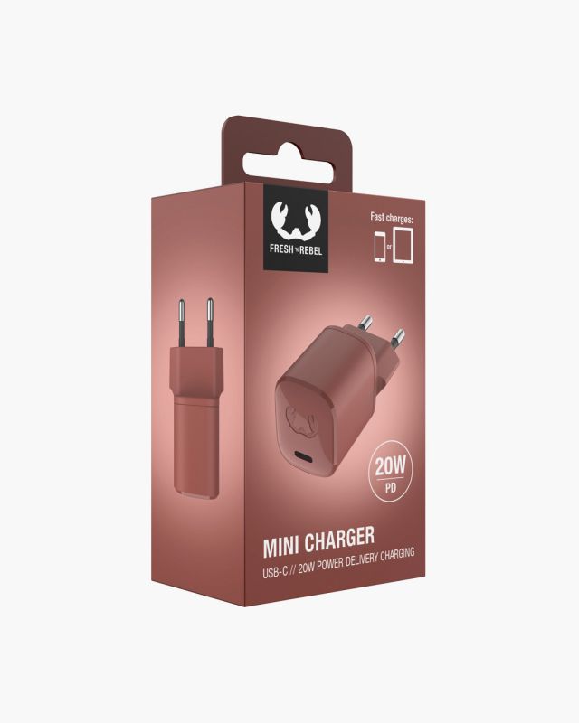 Accessoires téléphonie mini chargeur secteur USB-C FRESH N REBEL 20W PD Rouge infinytech Réunion 04