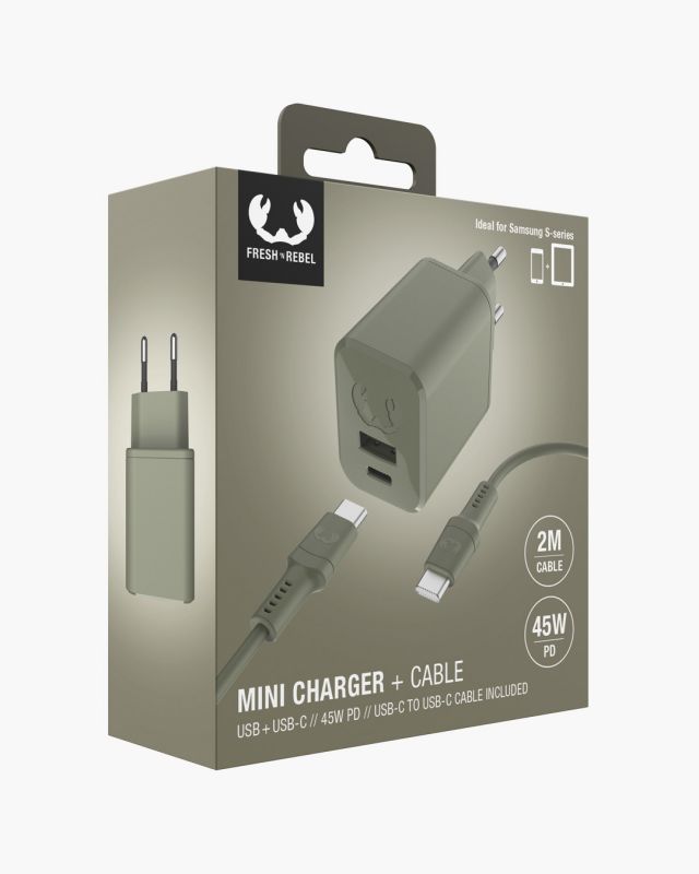 Accessoires téléphonie chargeur secteur USB-C FRESH N REBEL 45W PD avec câble Vert infinytech Réunion 05