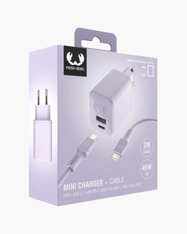 Accessoires téléphonie chargeur secteur USB-C FRESH N REBEL 45W PD avec câble Lilas infinytech Réunion 05