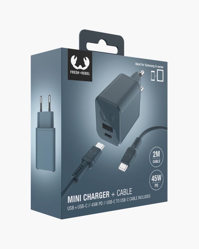 Accessoires téléphonie chargeur secteur USB-C FRESH N REBEL 45W PD avec câble Bleu infinytech Réunion 05