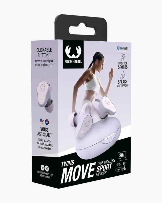 Accessoires téléphonie écouteurs sport FRESH N REBEL Twins Move Bluetooth Lilas infinytech Réunion 06