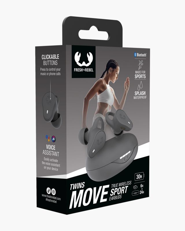 Accessoires téléphonie écouteurs sport FRESH N REBEL Twins Move Bluetooth Gris Foncé infinytech Réunion 06