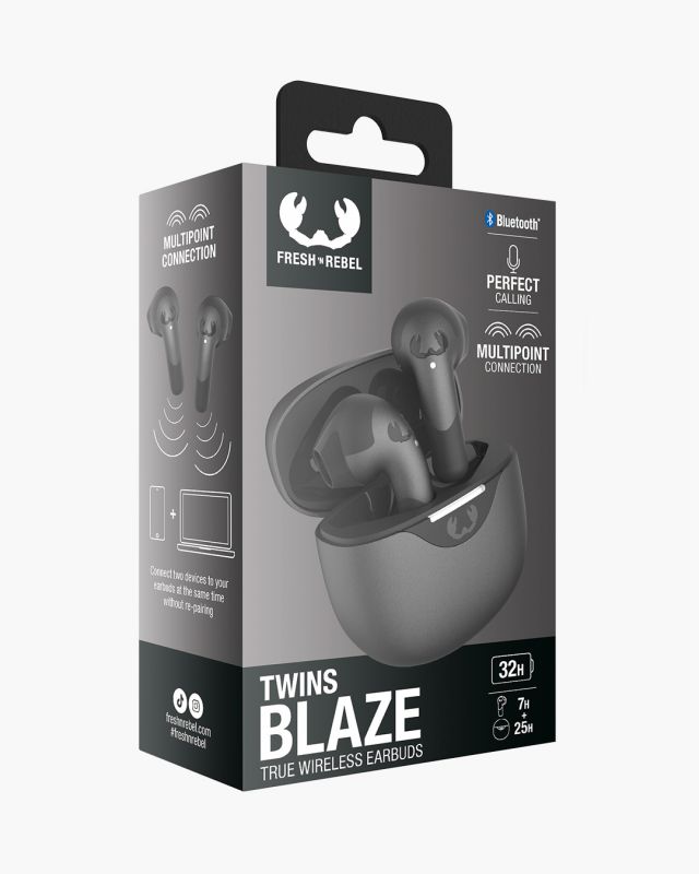 Accessoires téléphonie écouteurs FRESH N REBEL Twins Blaze Bluetooth Gris Foncé infinytech Réunion 06